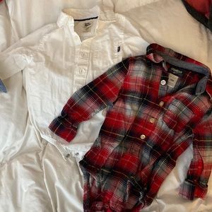 2 -Oshkosh dress shirts 18 month, white and plaid